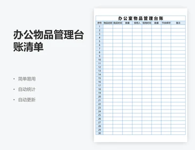 办公物品管理台账清单
