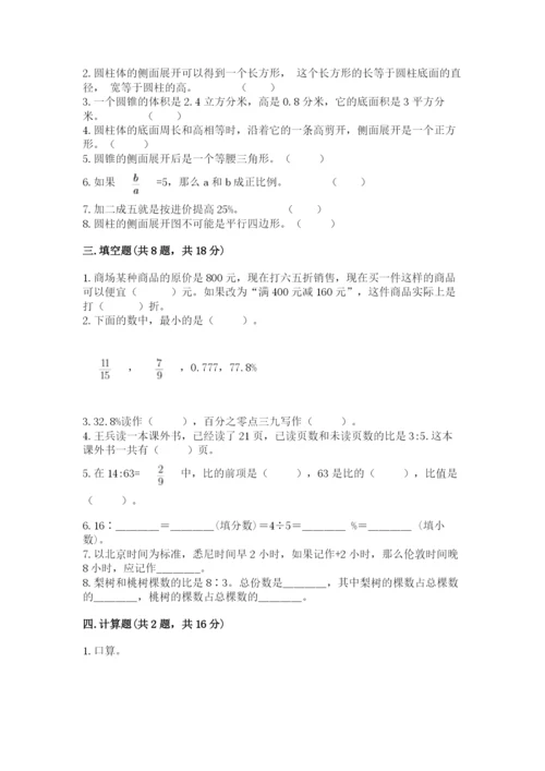 人教版六年级下册数学期末测试卷精品【名校卷】.docx