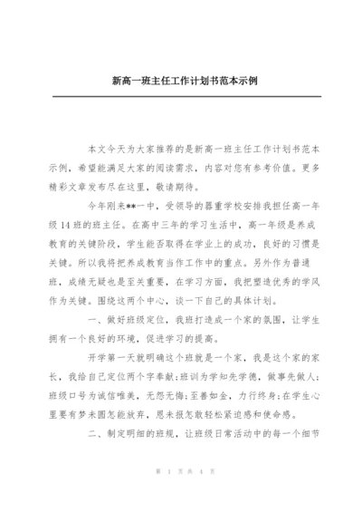 新高一班主任工作计划书范本示例.docx
