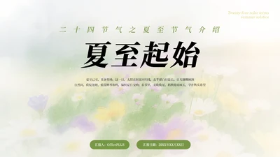 绿色简约清新二十四节气之夏至节气介绍PPT模板
