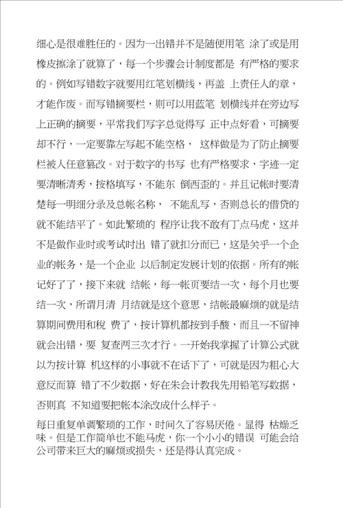 假期会计实习报告总结