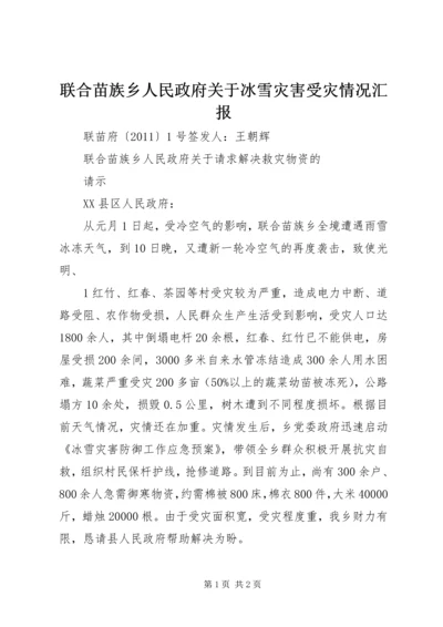联合苗族乡人民政府关于冰雪灾害受灾情况汇报.docx