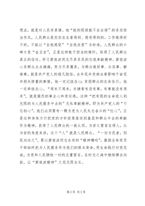 学习廖俊波先进事迹心得体会：用“廖俊波精神”洒满“人民心房”.docx