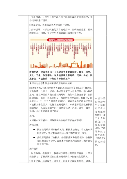 【核心素养目标】6.3 国家行政机关 教学设计（表格式）
