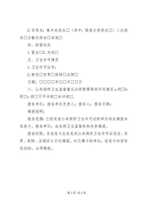 公共场所卫生被监督单位信息卡 (2).docx