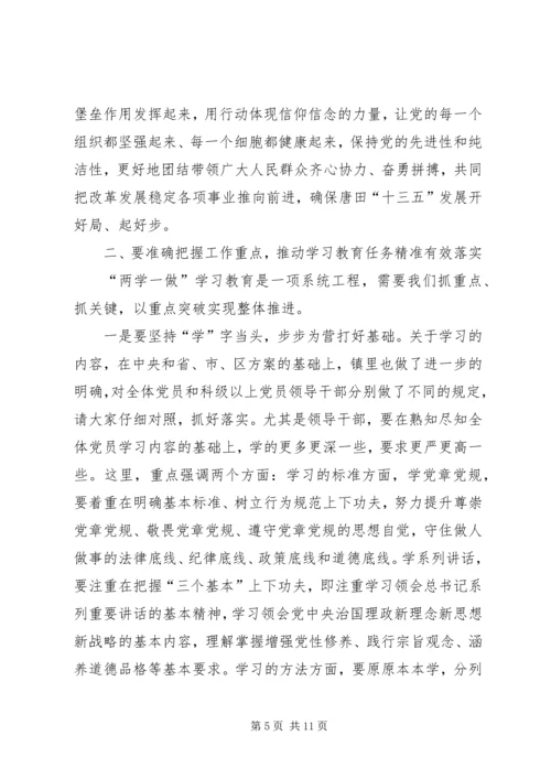 全镇两学一做学习教育工作会议致辞.docx