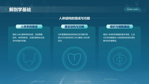 蓝色科技风医学基础知识与临床应用PPT模板