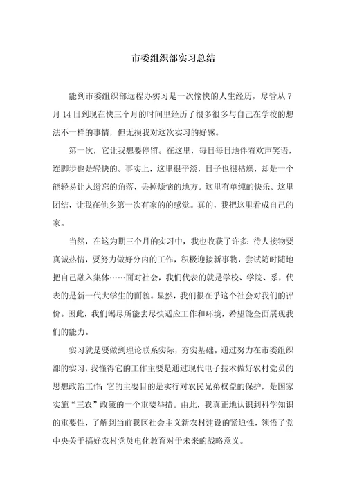 市委组织部实习总结