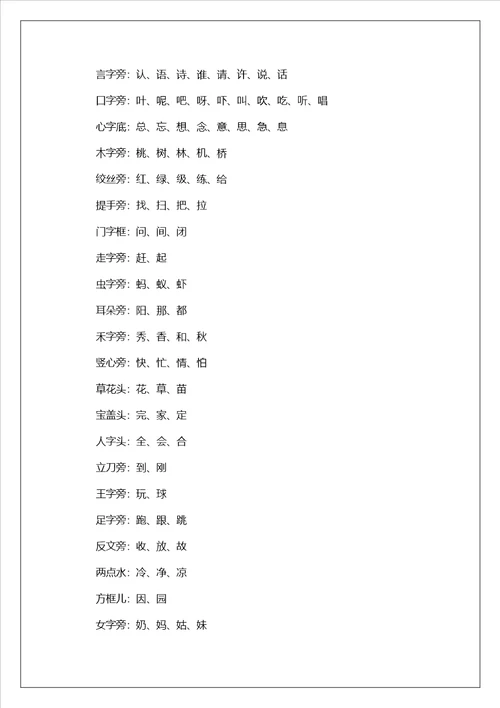 一年级下册语文复习提纲