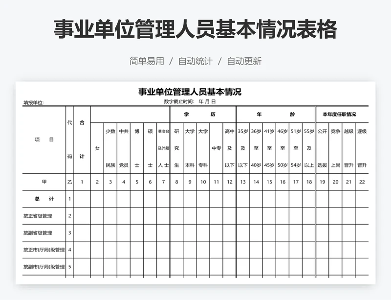 事业单位管理人员基本情况表格