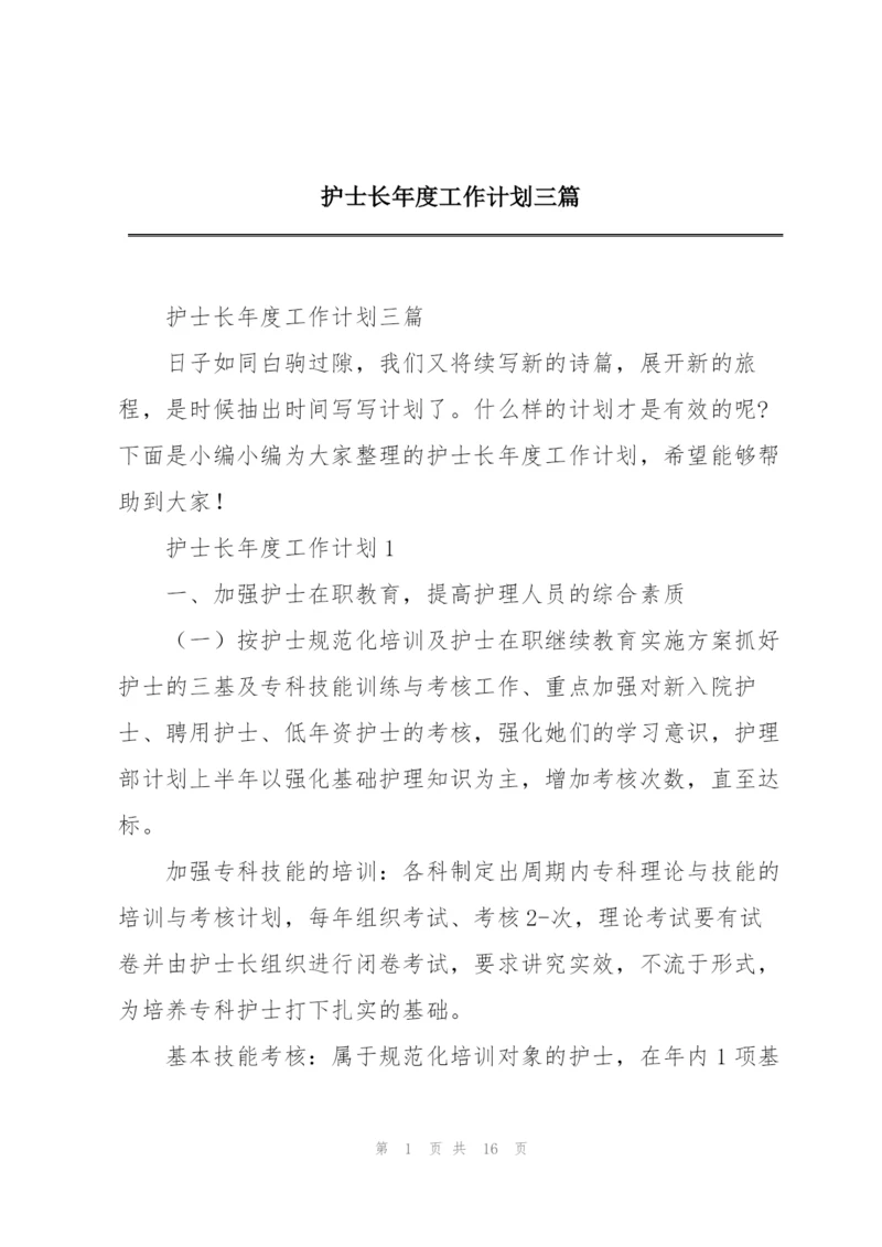 护士长年度工作计划三篇.docx