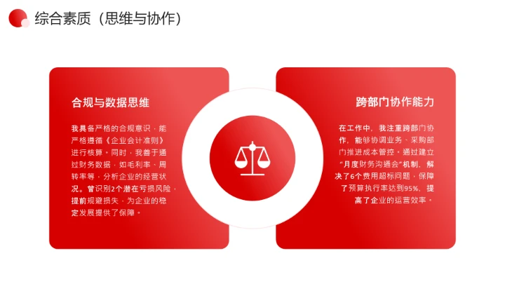 红色简约通用版大学生求职个人综合展示职业生涯规划（财务方向）