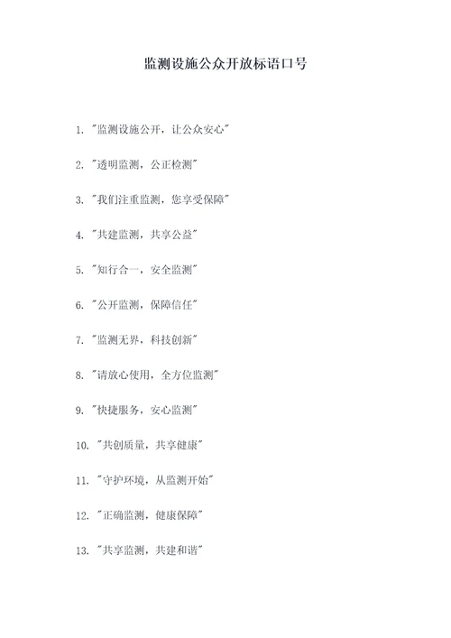 监测设施公众开放标语口号