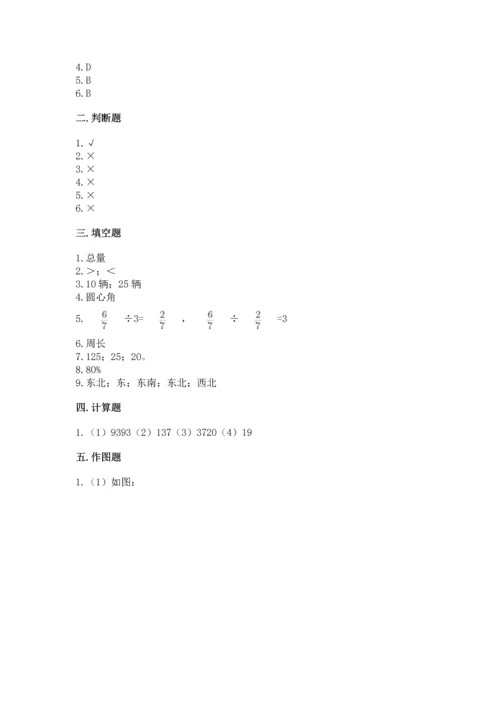 人教版六年级上册数学期末测试卷及答案（名师系列）.docx