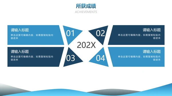 蓝色极简白底渐变总结汇报述职PPT模板