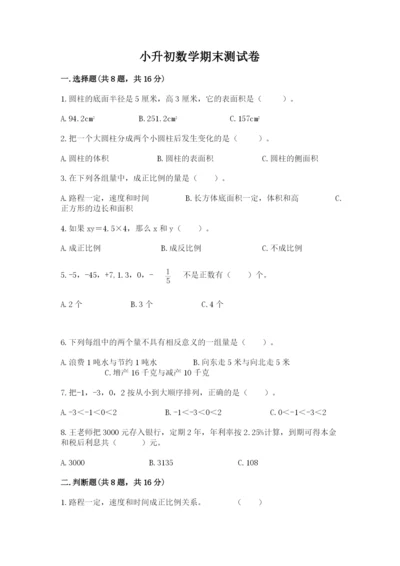 小升初数学期末测试卷及完整答案【有一套】.docx