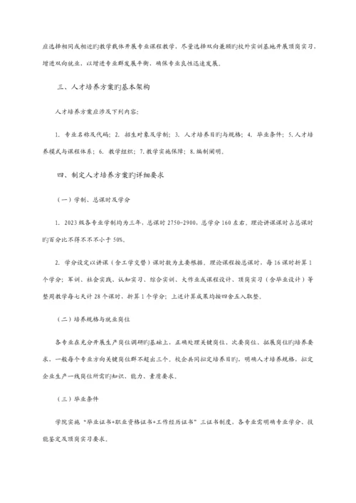 职业学院人才培养方案汇编.docx