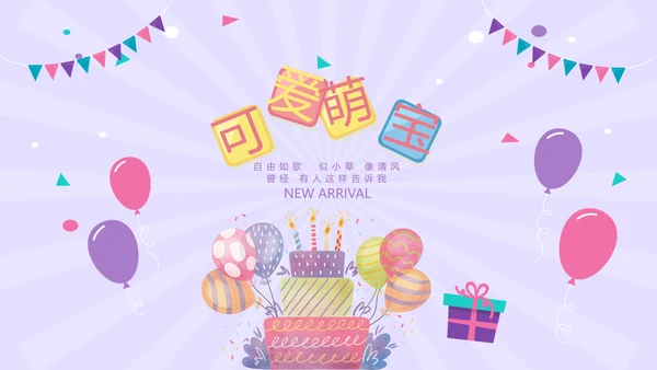 紫色生日快乐电子相册动态PPT模板