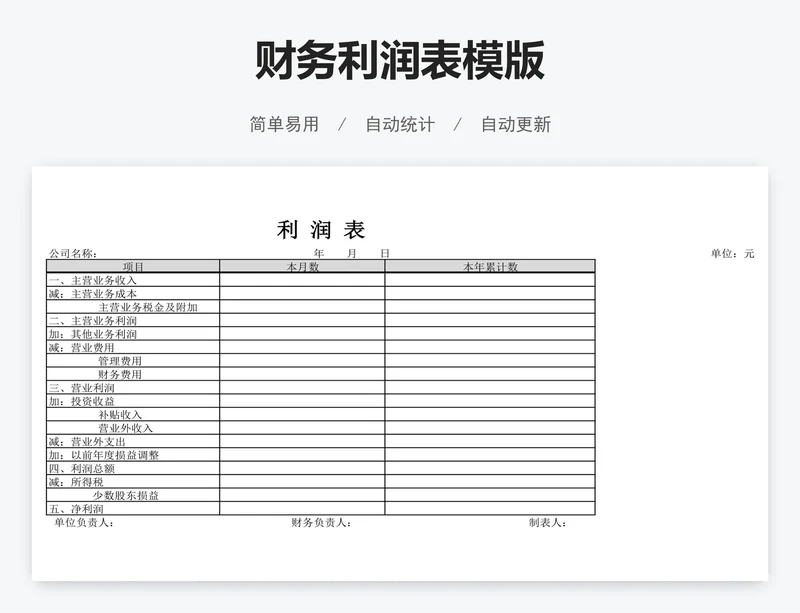 财务利润表模版