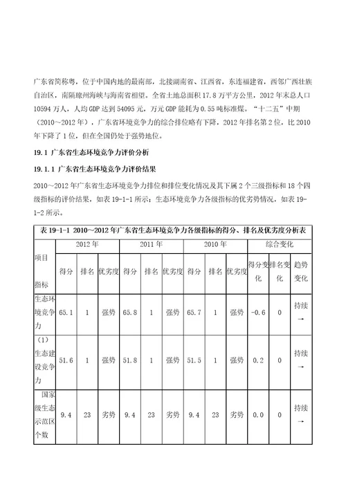 广东省环境竞争力评价分析报告