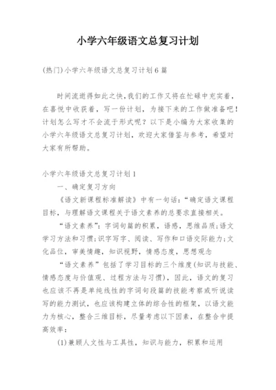 小学六年级语文总复习计划.docx