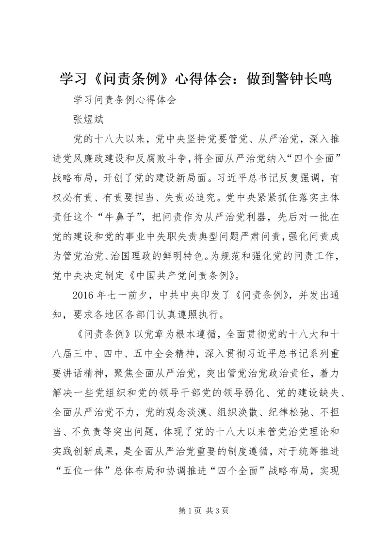 学习《问责条例》心得体会：做到警钟长鸣 (2).docx