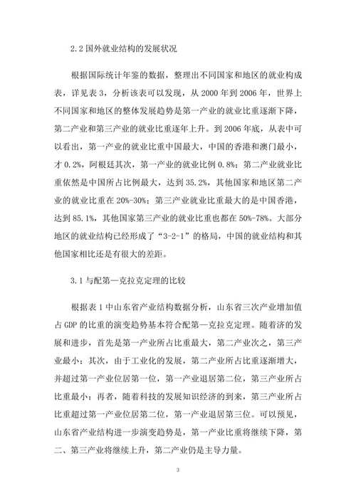 山东省产业结构与劳动力结构演变趋势与国外的比较研究