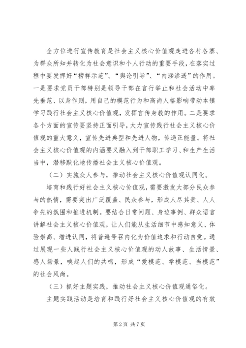 镇XX年社会主义核心价值观宣传和普及活动的实施方案.docx