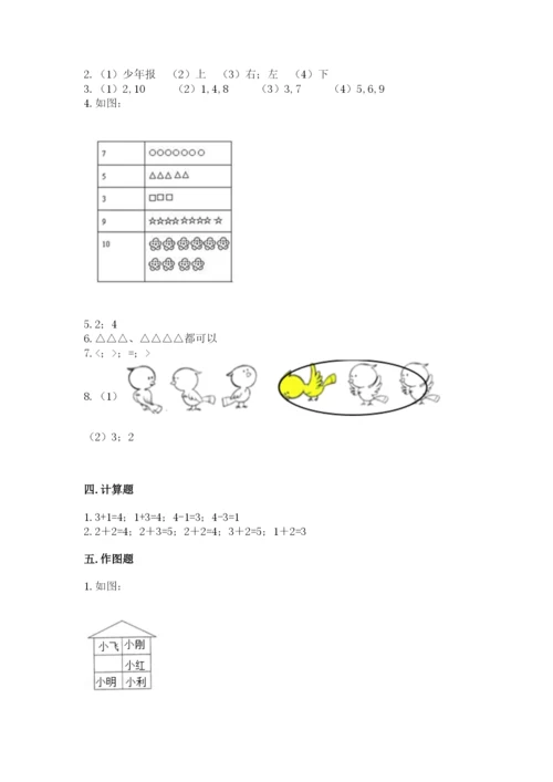 人教版一年级上册数学期中测试卷及参考答案（突破训练）.docx