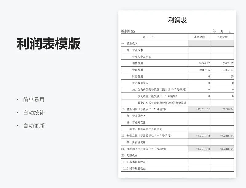 利润表模版