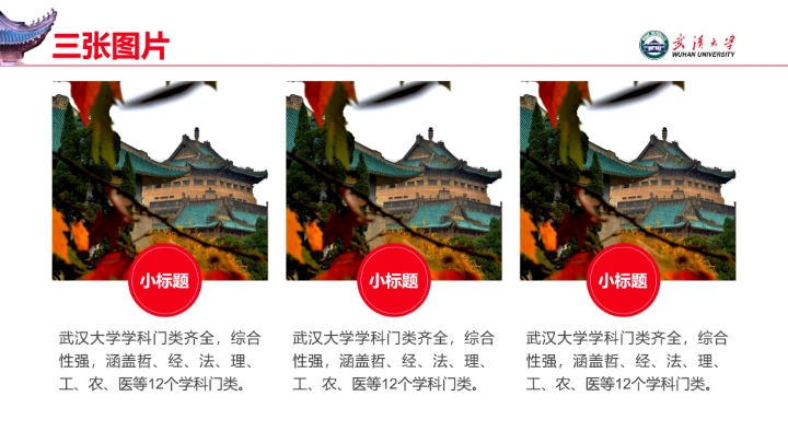 红色武汉大学专属学术汇报毕业答辩通用PPT模板