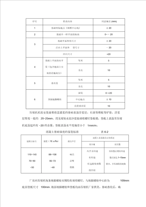 压缩机安装施工方案