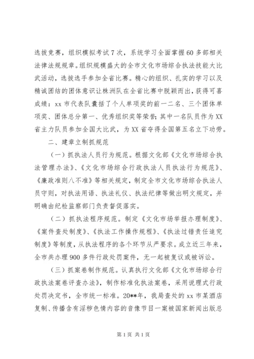 市文化市场综合执法局推进依法行政工作经验材料.docx