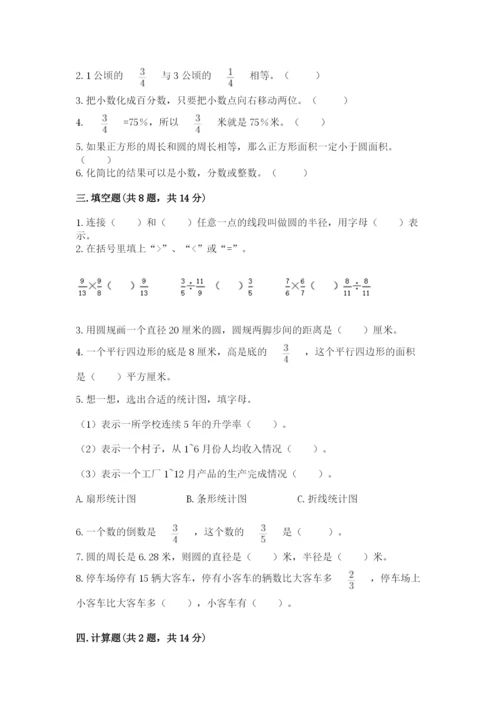 人教版小学六年级上册数学期末测试卷精品【b卷】.docx