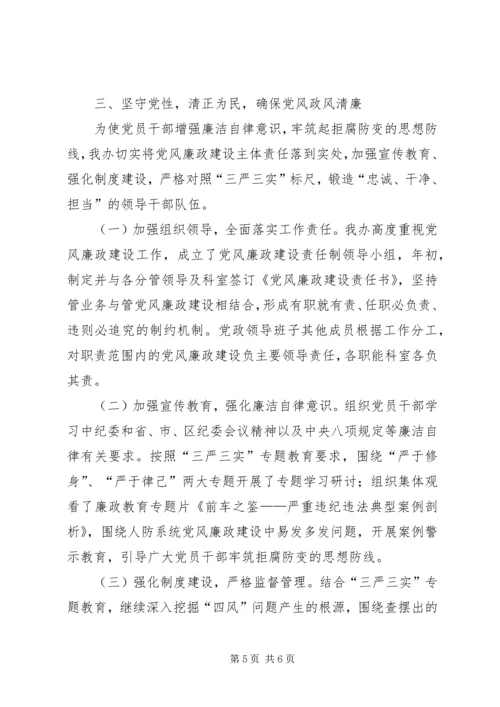 人防办党风廉政建设工作总结.docx