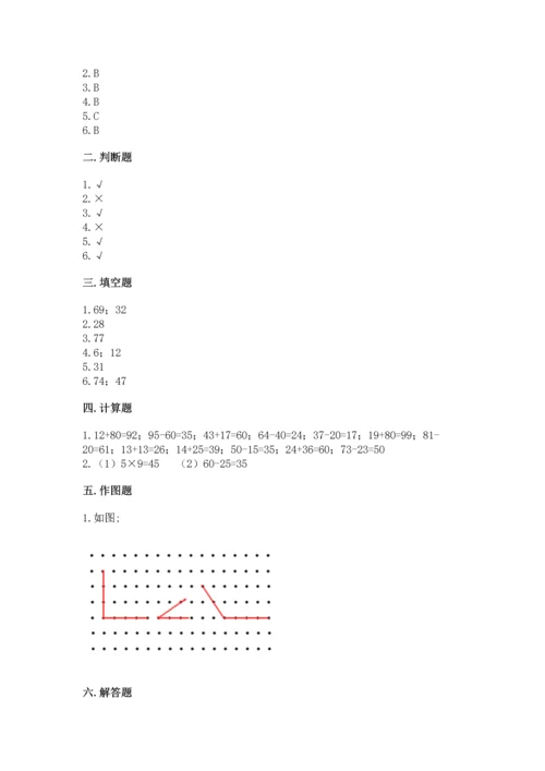 人教版二年级上册数学期末测试卷及答案（考点梳理）.docx