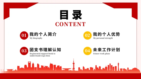红黄色简约风大学竞选班委PPT模板
