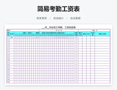 简易考勤工资表