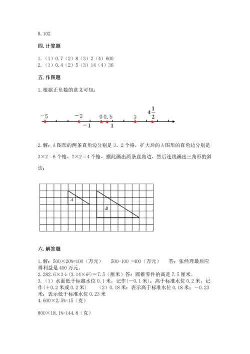 六年级下册数学 期末测试卷（预热题）word版.docx