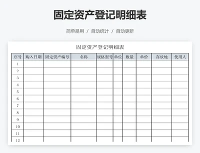 固定资产登记明细表