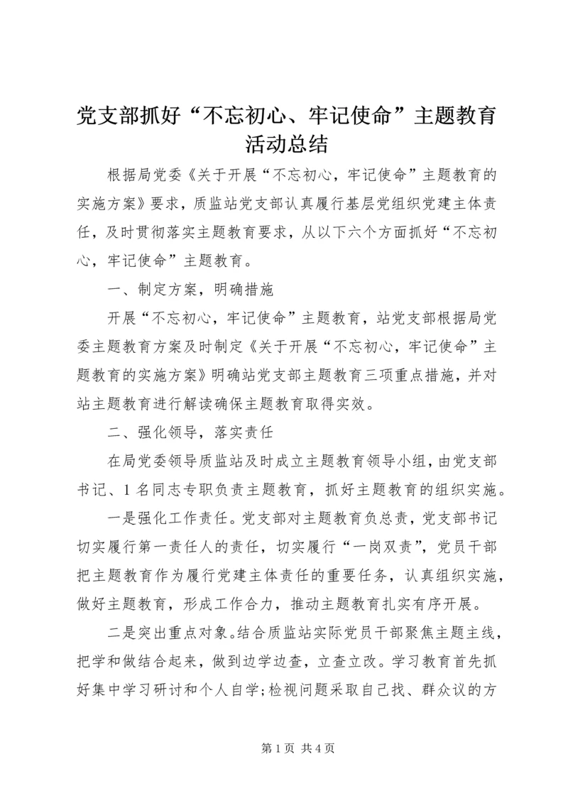 党支部抓好“不忘初心、牢记使命”主题教育活动总结.docx
