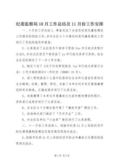 纪委监察局10月工作总结及11月份工作安排.docx