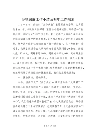 乡镇调解工作小结及明年工作规划.docx