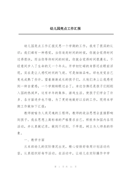 幼儿园亮点工作汇报.docx