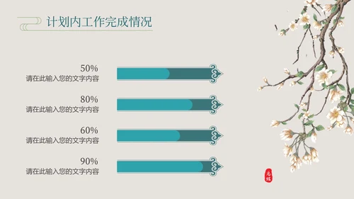 深青色中国风花鸟年终工作总结年终总结