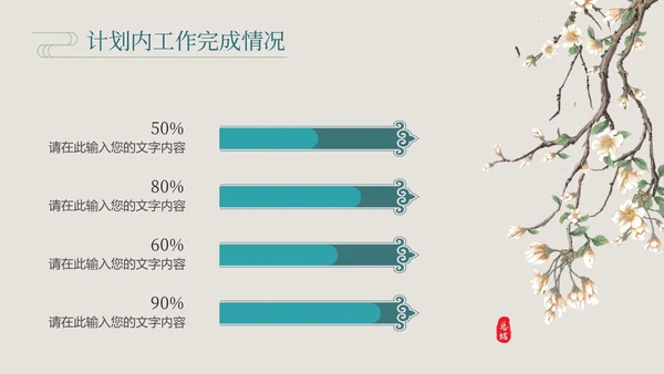深青色中国风花鸟年终工作总结年终总结