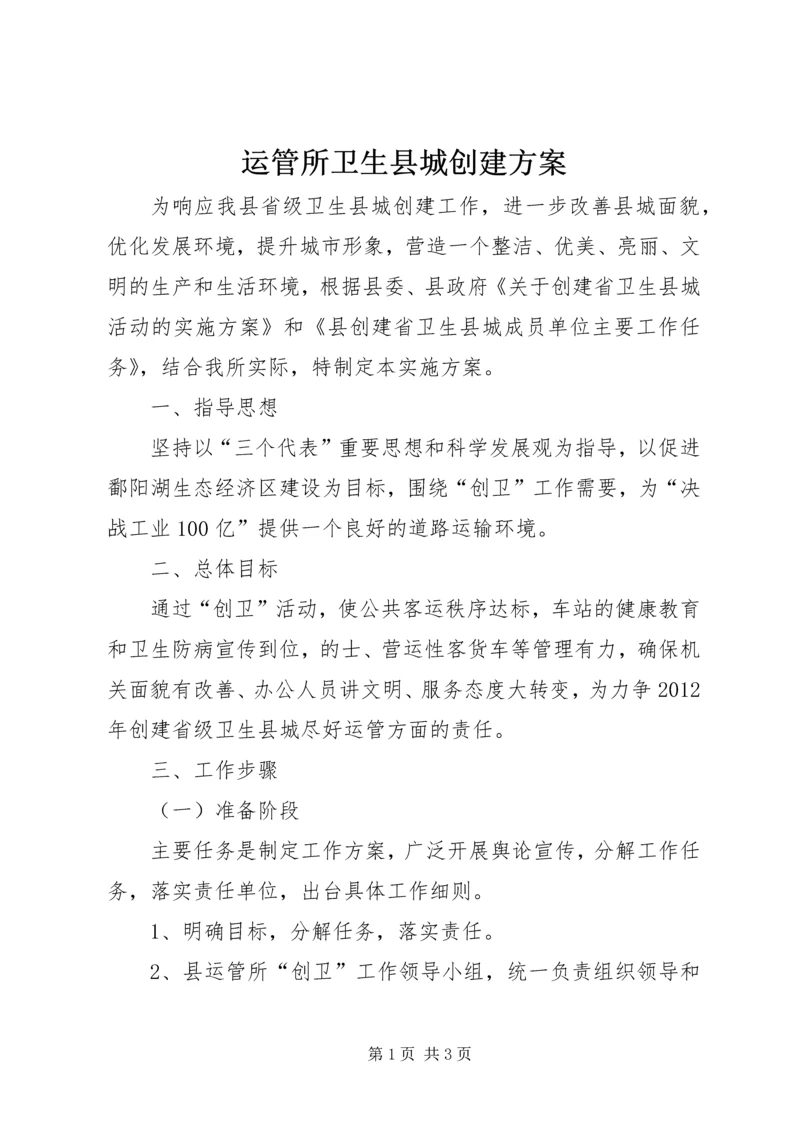 运管所卫生县城创建方案.docx