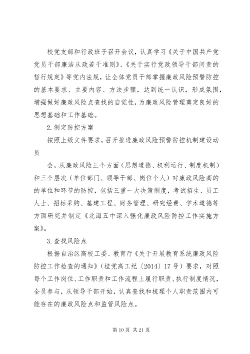 学校廉政风险防控工作开展情况自查报告.docx