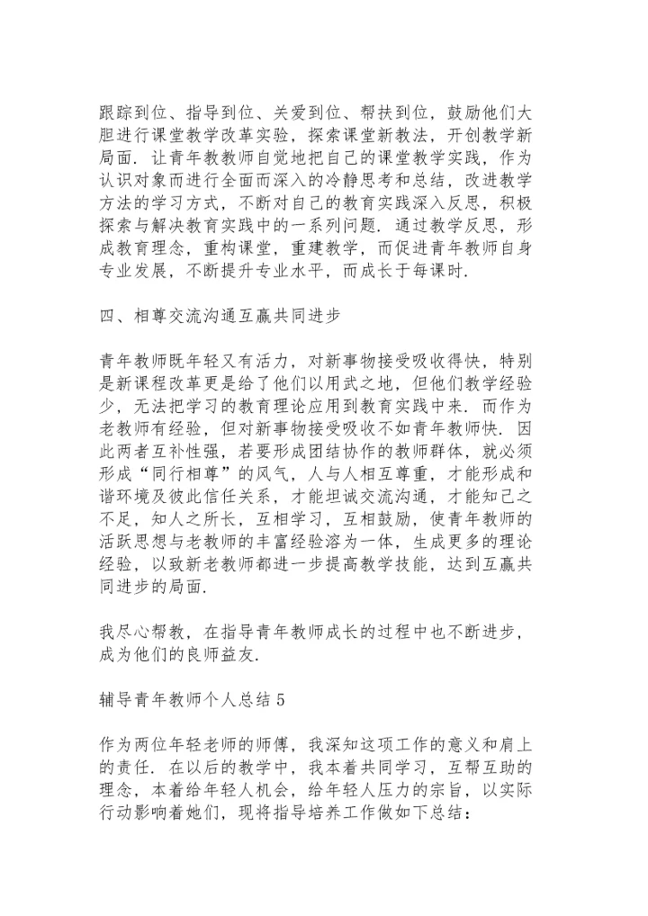 辅导青年教师个人总结5篇.docx