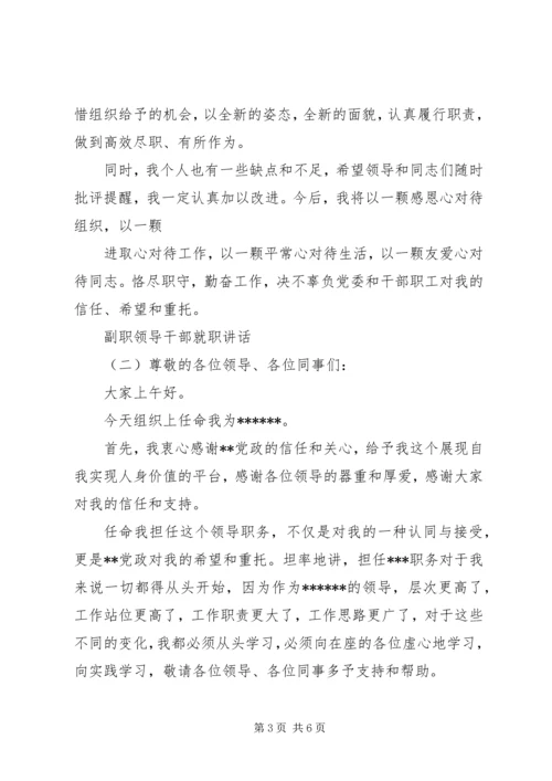 副职领导干部就职讲话.docx